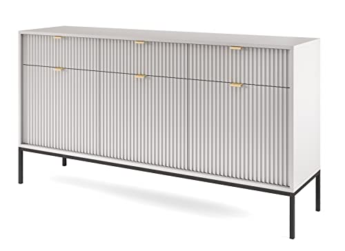 Kommode Nova KSZ154 Schrank Wohnzimmerschrank Sideboard mit 3 Türen 3 Schubladen Grau Cover