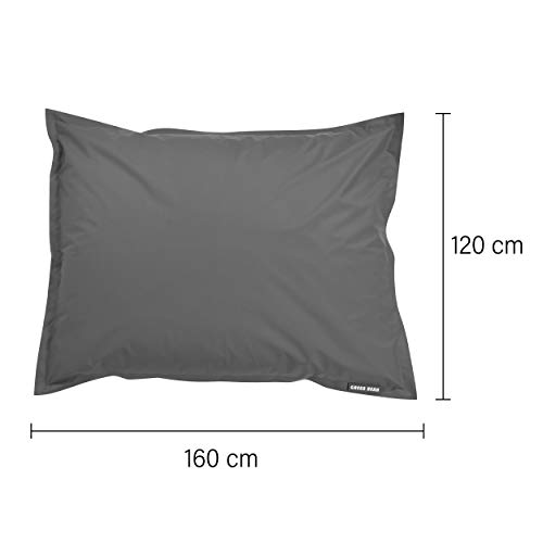 Green Bean Square XL Riesensitzsackhülle 120x160 cm - PVC Bezug - Indoor und Outdoor Sitzsackhülle - Bean Bag Bezug - Sitzsackbezug ohne Füllung - Lounge Chair Hülle - abwaschbar - Grau