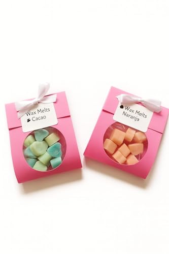 Wax Melts Artesanales Esencia a Mora - 10 piezas Aromáticas - Cera de soja - Ideal para quemador - Aromas a escoger - Figuras aleatorias (Naranja)