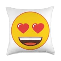 Official Emoji Heart Eyes Yellow Smile Face Throw Pillow