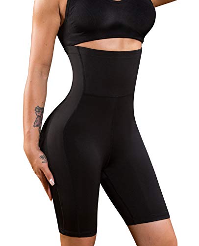 Nebility Women Waist Trainer Shapewear High Waist Thigh Slimmer Tummy Control Butt Lifter Panty (XL, Black)