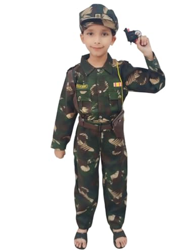 Image of BookMyCostume Kids 6-Pcs Forces & Community Helper Costume Collection - Army, Military, Navy, Police & Soldier Outfits - Fancy Dress for Patriotic Events, School Annual Day, Role-Play & Competitions