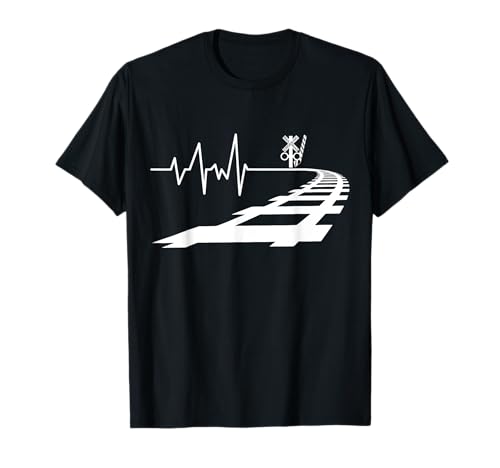 ハートビート 踏切 列車 鉄道模型 指揮者 Tシャツ