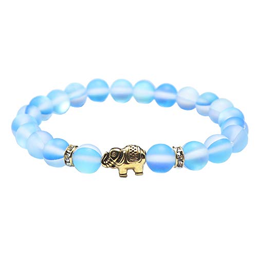 UEUC Amoureux Paire de bracelets de yoga équilibré Reiki guérison avec éléphants pour femmes, Pierre Métal