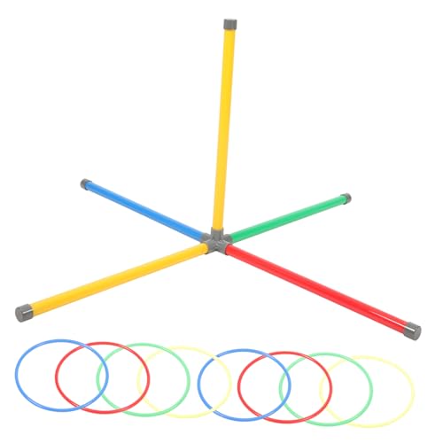 Milisten Wurfspiel Outdoor aus Langlebigem Kunststoff mit Bunten Ringen und Kreuzsäule Fördert Konzentration Geschicklichkeit und Hand Auge koordination für Gartenspielzeug