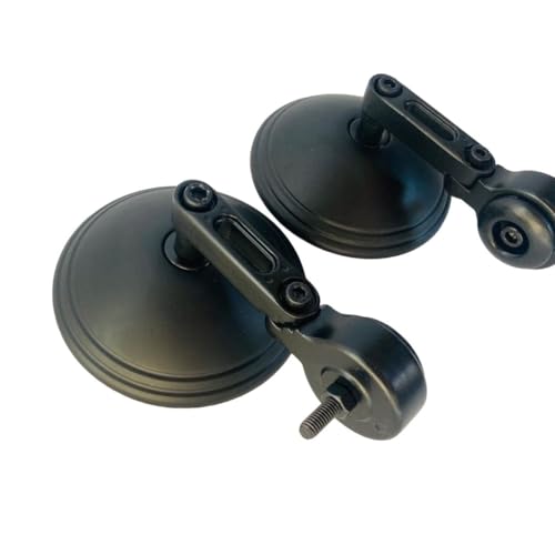 Image of Premium Handlebar End Mirror, Black, Fits For New Classic Reborn /Meteor /Hunter /New Bullet-350 /Interceptor /Continental GT 650 /Super Meteor 650, Rear View, Round, Stylish