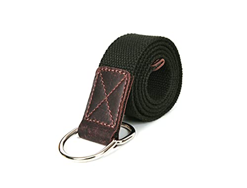 Aaron Leather Goods Canvas Belt with D-ring for men & women 1 or 3 pcs Black Brown Green (Seaweed, S/M (30"-35" Waist))