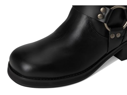 Image of Dingo Womens Blacklist Tooled Inlay Round Toe Pull On Motorcycle Casual Boots Mid Calf Mid Heel 2-3 inch