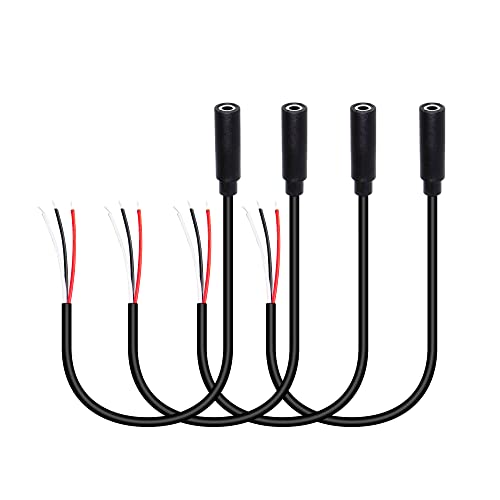 RIIEYOCA 4 Pack 3.5mm Female Plug to Bare Wire Stereo Audio Cable,1/8' TRS 3 Pole Mono Female Plug to Open End Audio Line, for and Audio Equipment Installed or Replace Repair