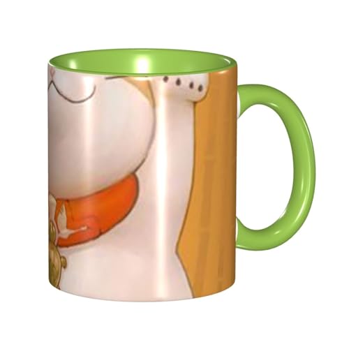 かわいい招き猫 マグカップ 旅マグ コーヒーカップ Green セラミック 330ml 陶器 食器 耐熱 水筒 プレゼント