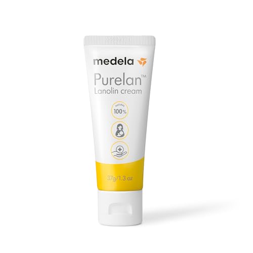 Medela Purelan Lanolin Nipple Cream, Fast Relief for Sore Nipples and Dry Skin, Made with Natural Ingredients, Hypoallergenic and Dermatologically Tested, Formulated Without Fragrance, 37 g