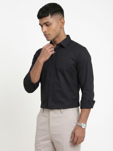 Image of DOXIC Men's Cotton Shirt with Spread Collar Neck Full Sleeves Classic Style Solid Pattern Regular Fit and Standard Length | Formal & Casual Wear Shirts