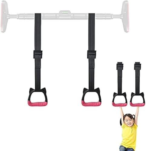 【FanNii】子ども用体操吊り輪 遊具 調節可能な長いバックル付きストラップ 自宅のジムに最適 逆さぶら下がり・筋力トレーニング・フィットネスリング エクササイズリング 2M 対応 O11