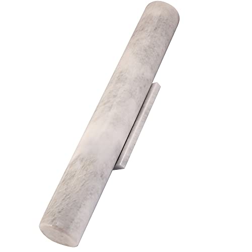 Marblous Krafts Marble 12.5 inches Round Rolling Pin Multi-color Marble Rolling Pin and Rolling Pins for Baking, Baking Accessories or Dough Roller for Bakers and chef (White)