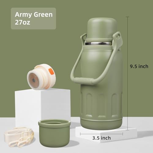 Image of Konokyo 27oz Thermos for Cold Drinks, Insulated Water Bottle, Army Green
