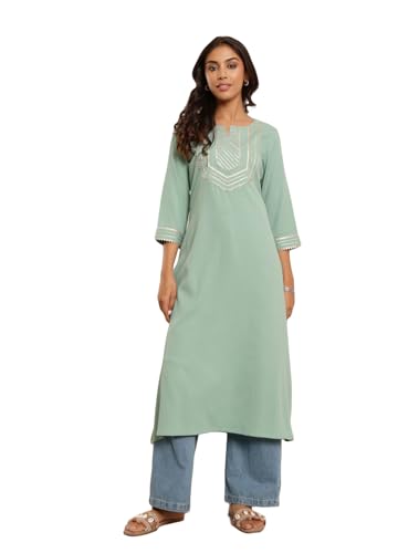 Kurta droite Varanga vert mer taille M, la tunique fluide pour sublimer toutes les morphologies
