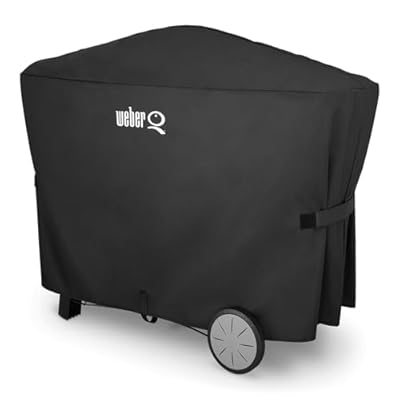 Weber Q 2000 and 3000 Series with Cart Grill Cover, Heavy Duty and Waterproof, Fits Grill Widths Up To 50 Inches