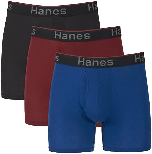 Hanes Total Support Pouch Men's Boxer Briefs Pack, Anti-Chafing, Moisture-Wicking Underwear, Odor Control (Reg or Long Leg)