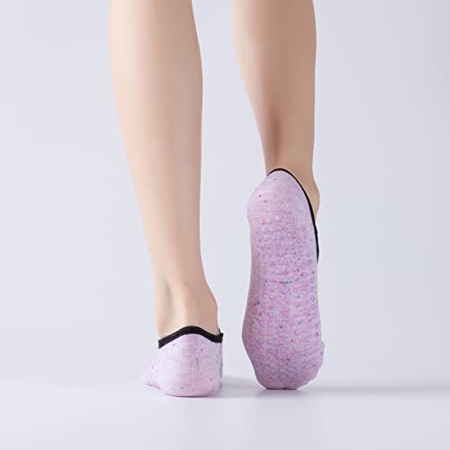 Image of Yoga Pilates Socks with Grips Band for Women Non Slip Cushioned Low Cut Socks for Dance Barre Ballet