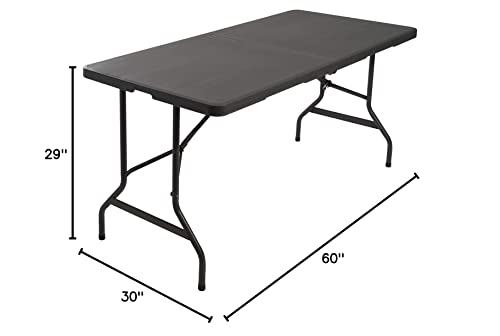 Iceberg Indestructable Too Bi-Fold Folding Table, Indoor/Outdoor, Commercial Grade, Charcoal, 60” W X 30” D X 29” H #TOP6