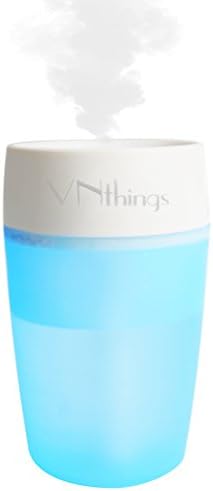 Mini Cool Mist Humidifier Desk Travel Portable for Car, Home, Office, with Whisper Quiet USB Operation Featuring Comforting Night Light and Automatic Shut-Off by VNthings