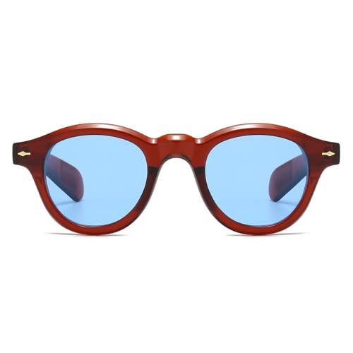 JOVAKIT Trendy Round Sunglasses for Women Men 90s Retro Vintage Classic Fashion Round Frame Sun Glasses Black Shades2