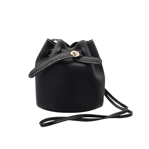 Image of Ladies Bucket Bags,Small Bucket Purses Leather Crossbody Purse Adjustable Shoulder Strap Shrinking Bucket Bag