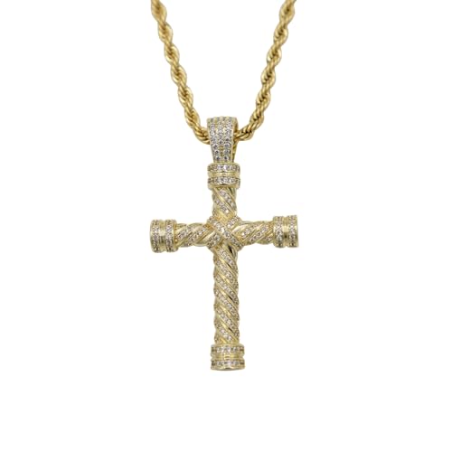 GLD Cross Necklace for Men and Women - Iced Rope Cross Pendant with 16-22