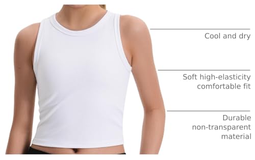 Image of JOCMIC 2 Pack Girls Tank Tops Kids Athletic Tanks Ribbed Knit Cropped Tops