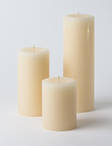 Mister Candle - Dripless 3" Inch Diameter Assorted Wedding & Home Decoration Pillar Candles - Premium Wax Set (Ivory) #TOP27
