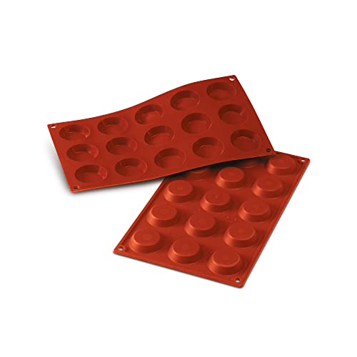 Silikomart 20.013.00.0060 SF013 Moule Forme Tartelette 15 Cavités Silicone Terre Cuite Rouge