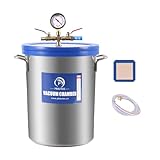 P PBAUTOS 9 Gallon Vacuum Chamber with Two Rubber Seals, Tempered Glass Lid Stainless Steel Degassing Chamber, for Resin Casting, Degassing Silicones and Essential Oils, Perfect for Stabilizing Wood