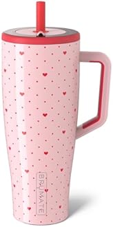 BrüMate Era 40 oz Tumbler with Handle and Straw | 100% Leakproof Insulated Water Bottle Tumbler with Lid and Flexible SoftSip Straw | Made of Stainless Steel | Cup Holder Friendly | 40oz (Be Mine)