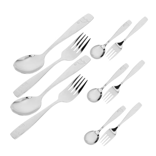 Gatuida 5 Juegos Juego De Vajilla Para Pequeños Cuchara Cubiertos De Pequeños Pequeño Lámina Tenazas Cucharón Alimentación Tenedor De Silver Acero Inoxidable 410