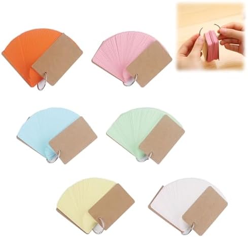 1000 Flash Cards Cartoncini A8 Index Cards Study Cards Carte di Vocabolario Cartoncini per Appunti 7.4 x 5.1cm con 10 Anelli di Rilegatura 10 Colori