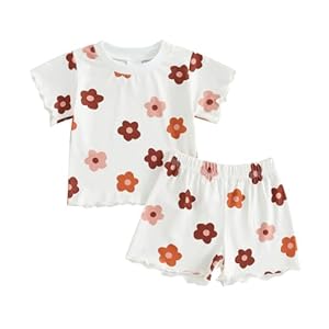 fhutpw Toddler Baby Girls Summer Outfits Daisy Ruffle Short Sleeve T-Shirts Tops Floral Shorts 2Pcs Clothes Set 6M-4T