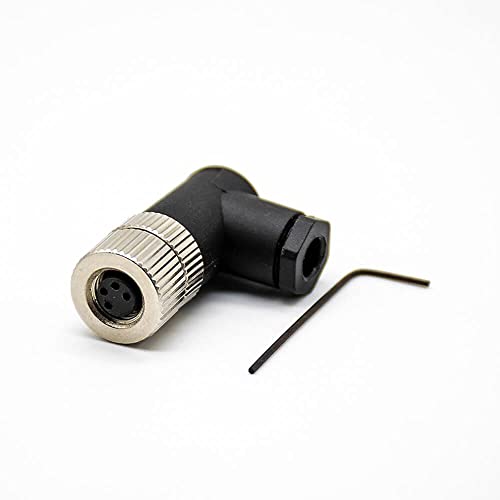 Conector M8 4 pines hembra tipo tornillo cable montado a 90 grados codificación A