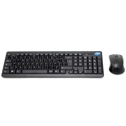 Kit de teclado y ratón inalámbrico francés Simpletek con pegatinas de alta calidad