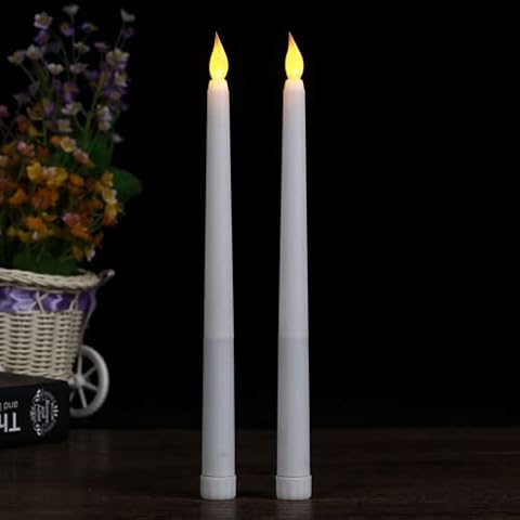 Light Candle, LED Light Candle, 2 Piece Flameless Candle, LED Candles, Floating Candles, LED Taper Candles, Christmas Candle, Wedding, Easter, Party Decoration, White Cover