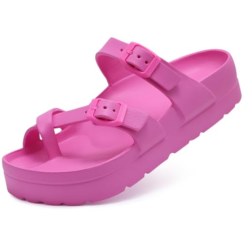 Image of Goosecret Women's Platform Sandals with Arch Support Comfortable Foam Slides Summer Beach Sandals with Adjustable Buckle