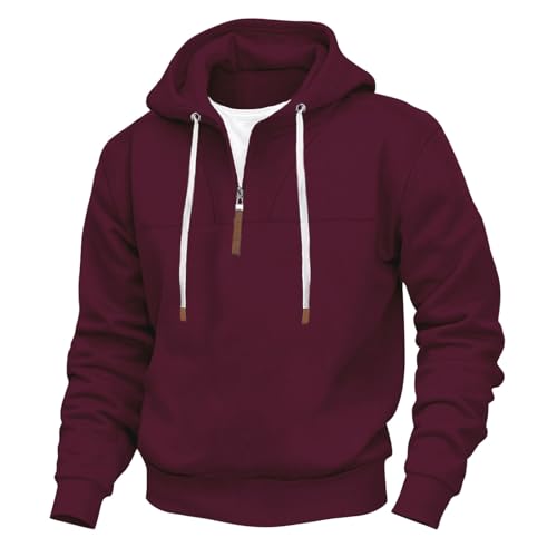 2025 Hoodies for Men Oversized Half Zip Long Sleeve Pullover Casual Loose Drawstring Hooded Sweatshirt