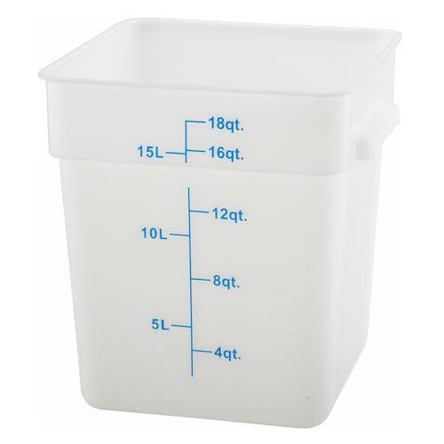 Winco Square Storage Container, 18-Quart, White
