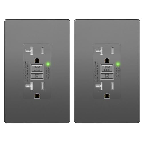 LIDER GFCI Outlet 20Amp, Self-Test, ETL Listed, Matte Space Gray, 2-Pack