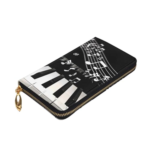 Piano Keys with Musical Notes Printed Long Wallet for Women Men Cute PU Leather Wallet with Coin Purse and Credit Card Holder3