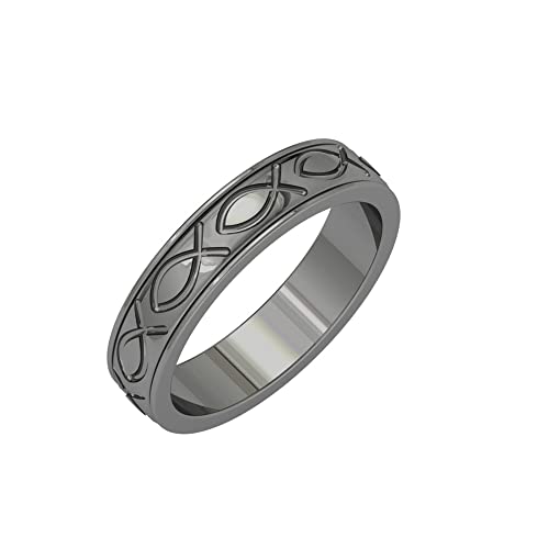 Spinner Ring with Christian Fish Ichthys Pattern – Eternity Band in 925 Sterling Silver, Symbolic Fish Design2