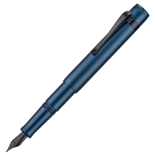 Image of Hongdian M2 Black Forest Mini Fountain Pen, Long Blade Nib & Sleek Shape Aluminium Short Pocket Travel Pen (Midnight Blue)