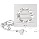 Zugschalter für eine schnelle und leichte Bedienung des Ventilators. Zugschalter mit Netzstecker: Zugschalter 1x ziehen = Ventilator AN Zugschalter 2x ziehen = Ventilator AUS