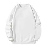 Mens Fleece Lined Sweatshirts Trendy Solid Long Sleeve Warm Shirts Plus Size Round Neck Loose Fit Casual Winter Blouse Tops