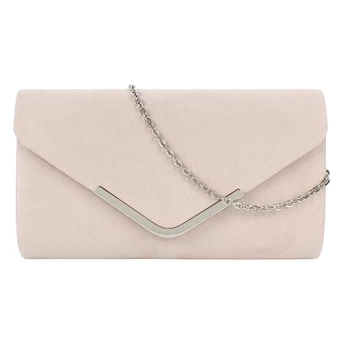 Meliyya Damen Samt Clutch Bag Abendtasche Unterarmtasche Hochzeit Tasche Elegante Umschlag Crossbody Schultertasche kleine Umhängetasche (Beige)