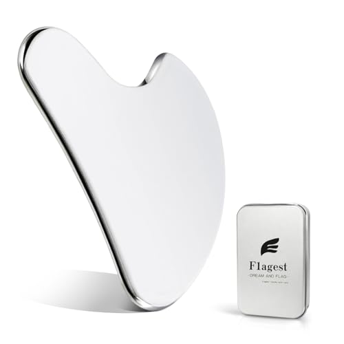 Flagest Stainless Steel Gua Sha Facial Tools - Face Massage Tools - Smooth Durable Metal Guasha Tool for Face Body Reduce Puffiness - Massage Scraper Heart Shape Gift (Silver)